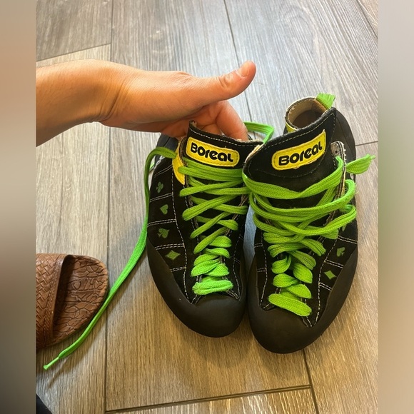 Boreal Fusion Zephyr Black Green Lucky Charm Climbing Shoes women’s 7.5 - Picture 1 of 7